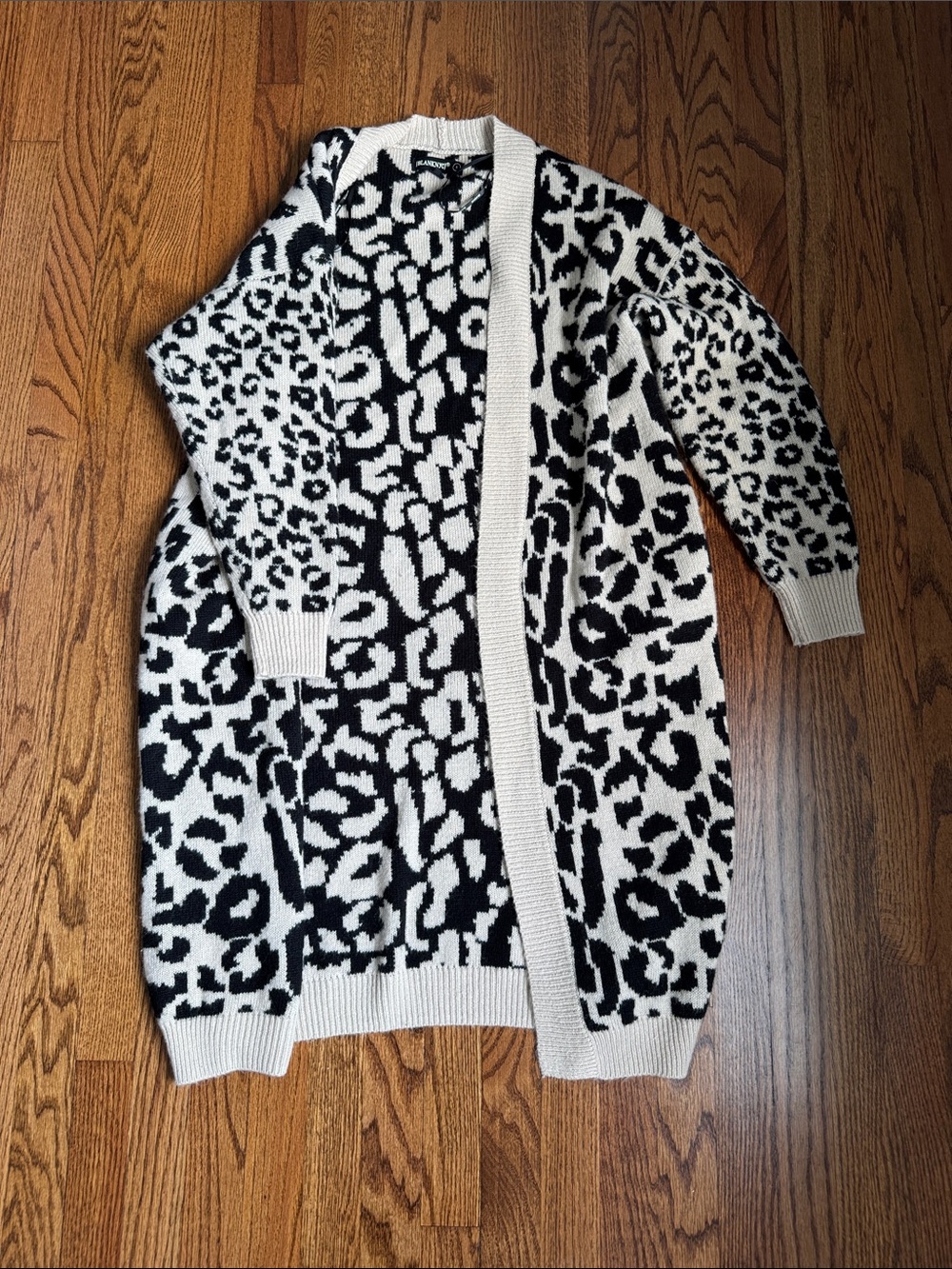 BLANKnyc Leopard Print Long Duster Cardigan with pockets